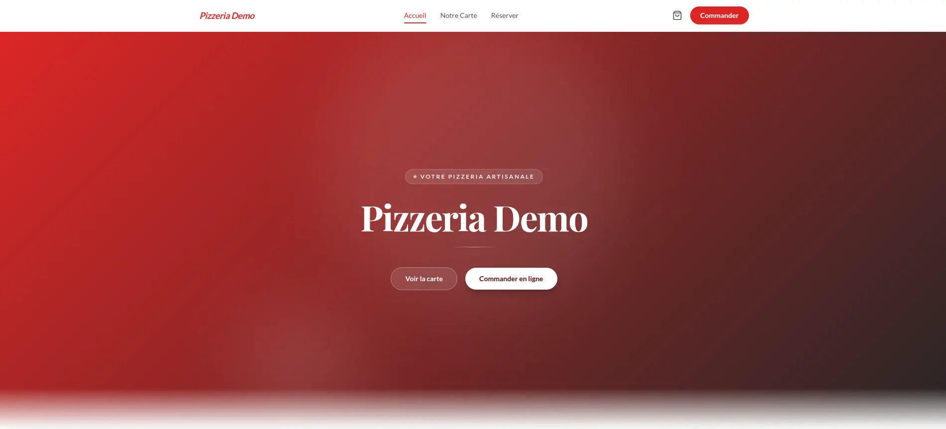 Site click & collect pizzeria — développé par IdrissDev dans le Rhône